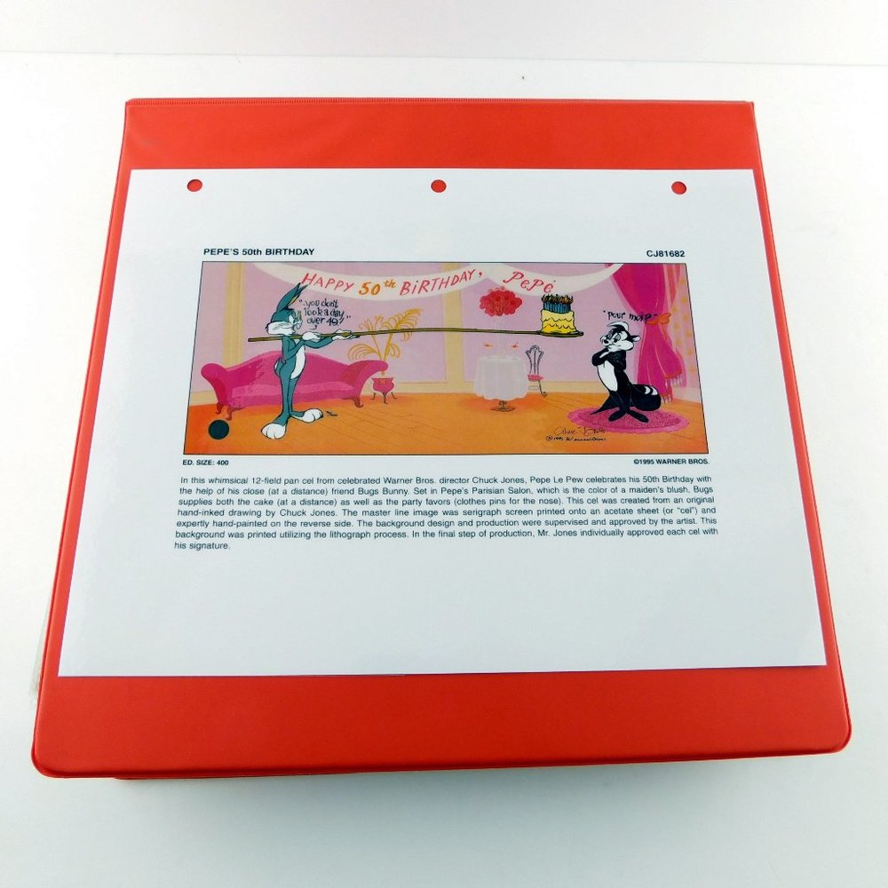 Chuck Jones PEPE LE PEW WB Gallery Laminated Binder Release Sheet Limited Cel